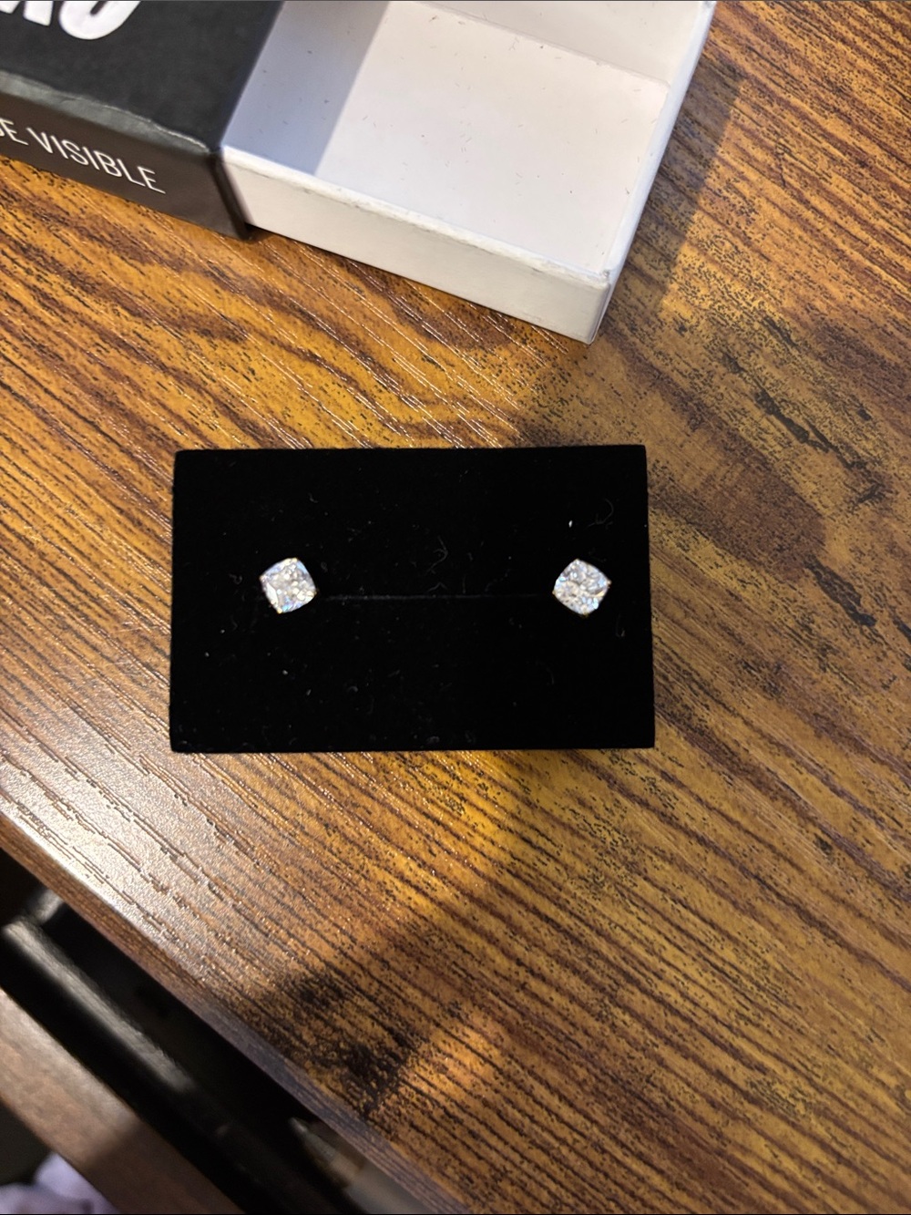 MAISON MIRU Gold Tone Cubic Zirconia Stud Earrings Flat Back - Picture 2 of 4